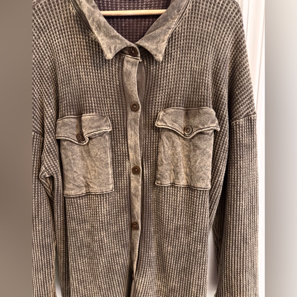 Bucketlist, Brown Waffle Button Up